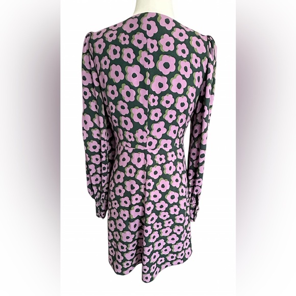 Kate Spade NY Flaire Flora Fluid Mini Dress Green Pink Floral Crepe Size 6 - Picture 10 of 15